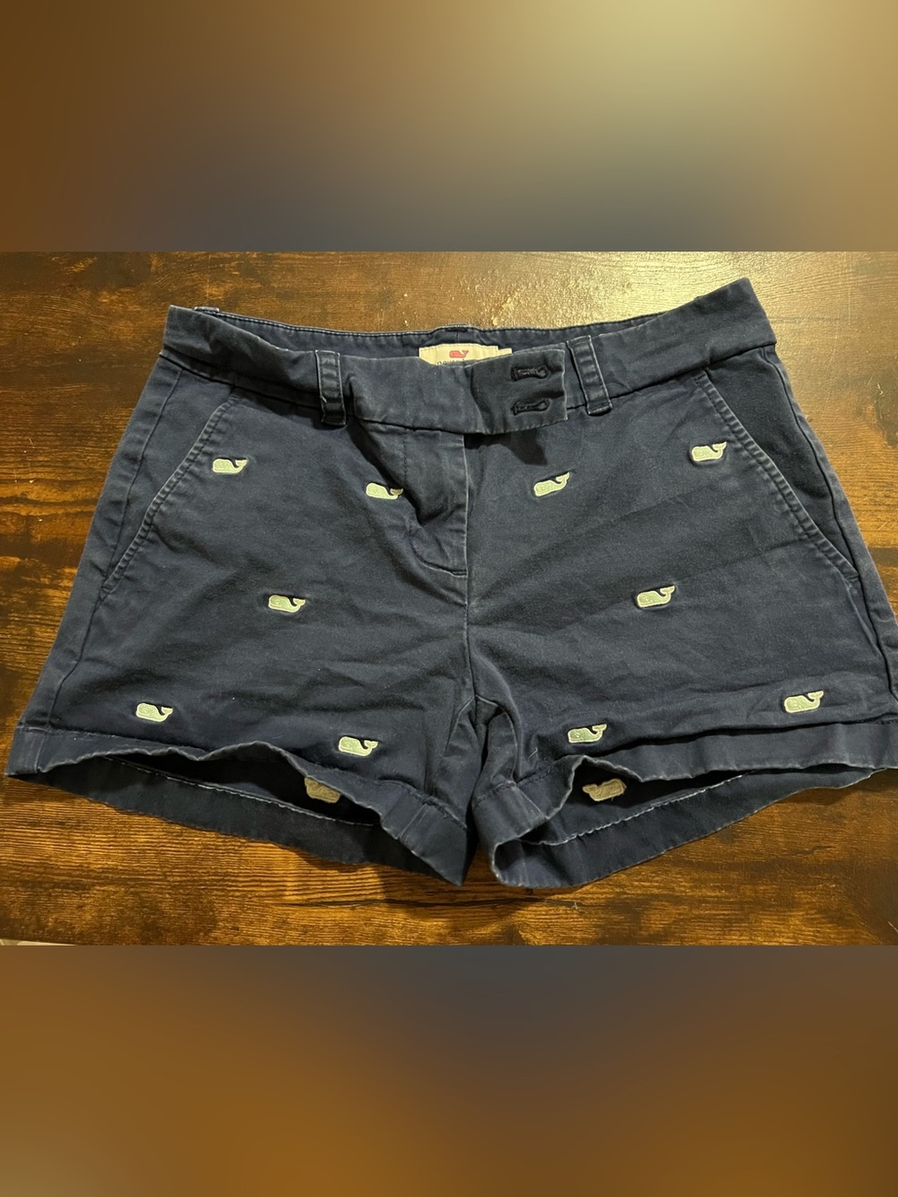 Vineyard Vines Navy Blue Shorts with Pink Whale Logo P24.1